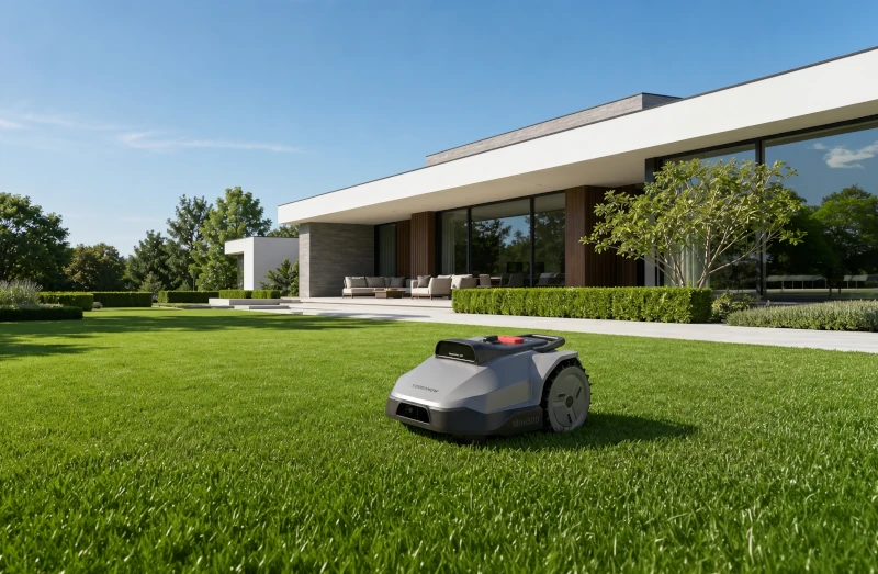TerraMow Mini 500 – robot koszący do 500 m² Robot koszący TerraMow Mini 500 pracujący na trawniku